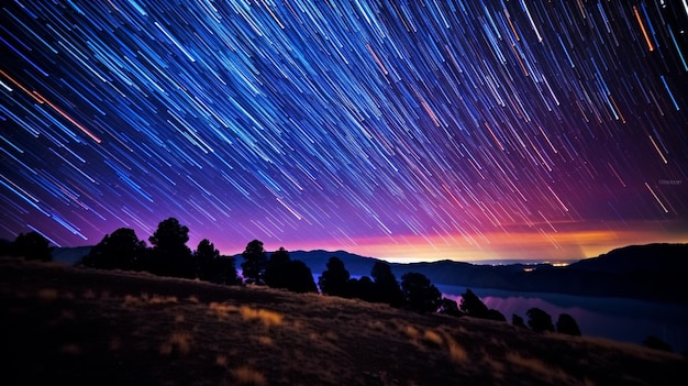 Photo neon star trails