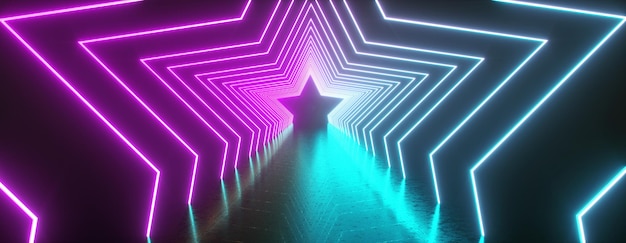 Neon stars render panoramic