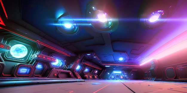 Neon starship futuristic interior, product view