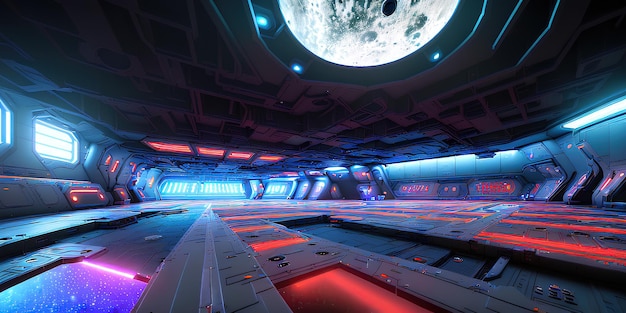 Neon starship futuristic interior, product view