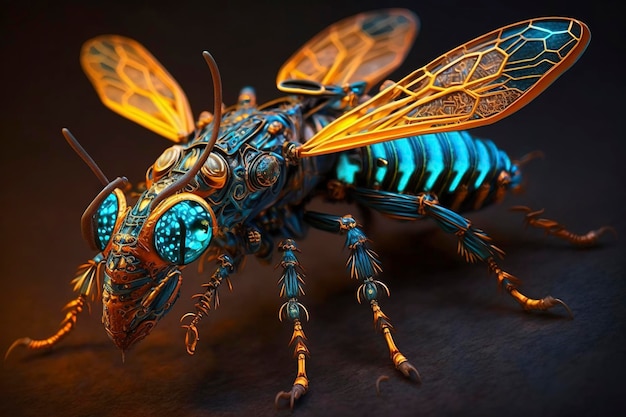 neon, steampunk wasp, creative ai