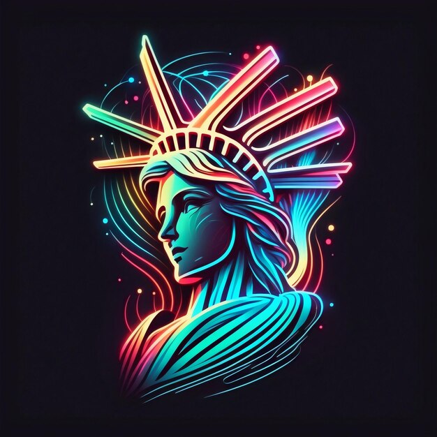 neon stijl vrijheidsbeeld illustratie. New York,