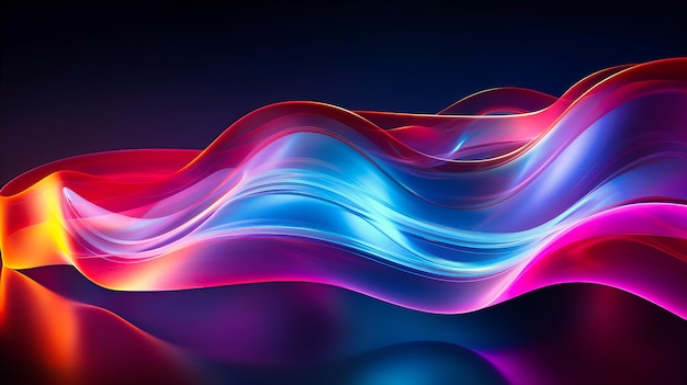 Photo neon strips creating pulsating wave patterns