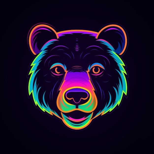 neon style bear head logo