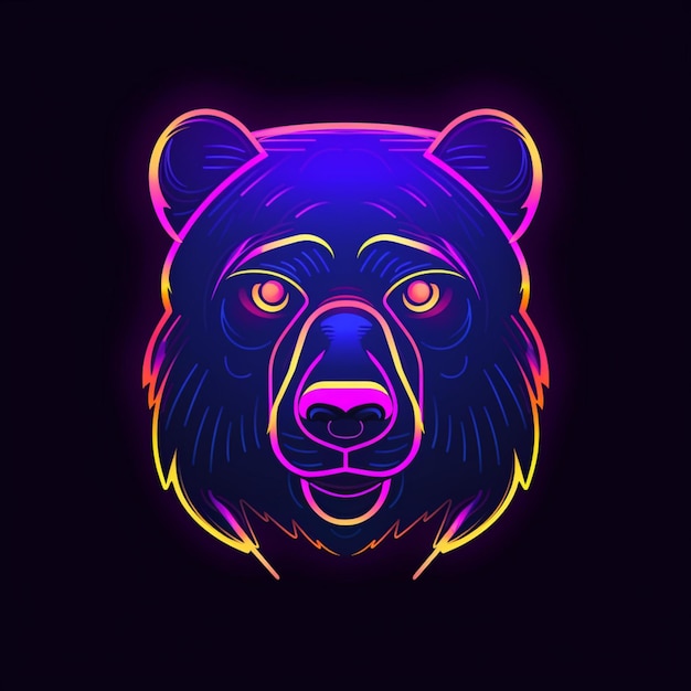 neon style bear head logo