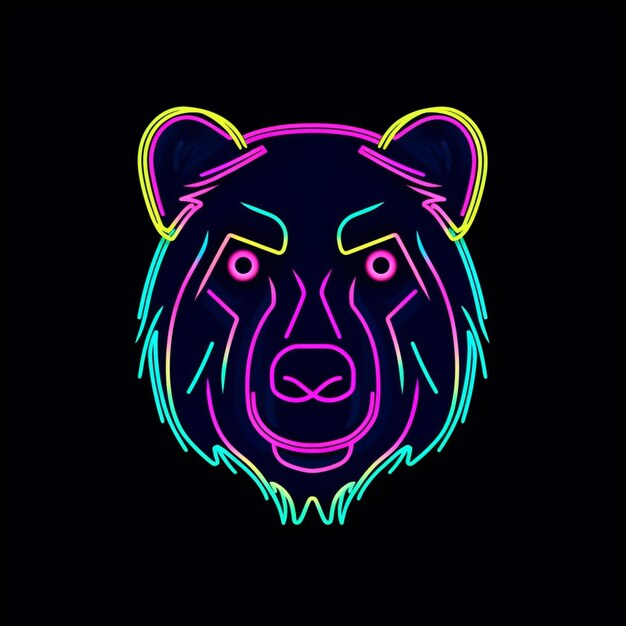 neon style bear head logo