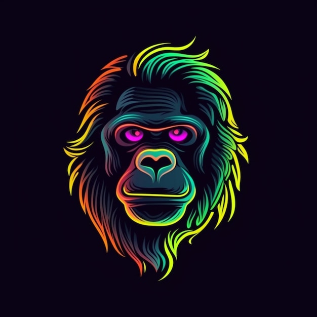 neon style gorilla head logo