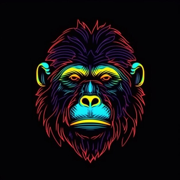 neon style gorilla head logo