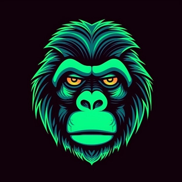 neon style gorilla head logo