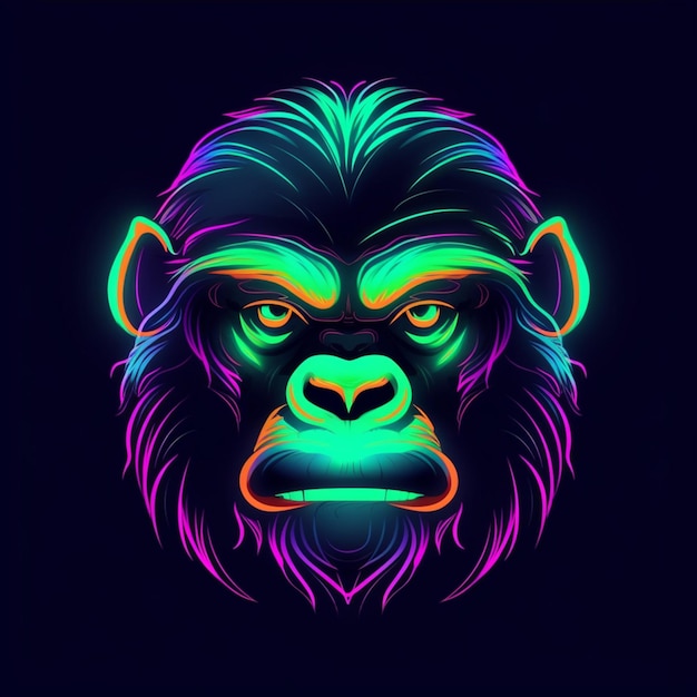 neon style gorilla head logo