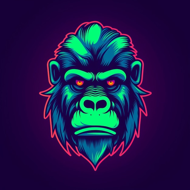 neon style gorilla head logo