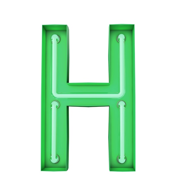 Photo neon style light letter h glowing neon capital letter 3d rendering