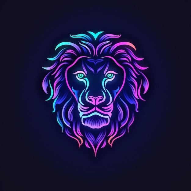 Photo neon style lion head logo