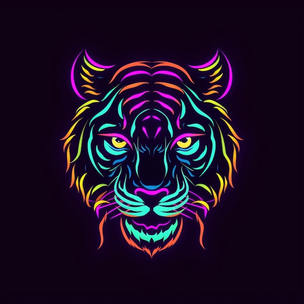 neon style tiger head logo