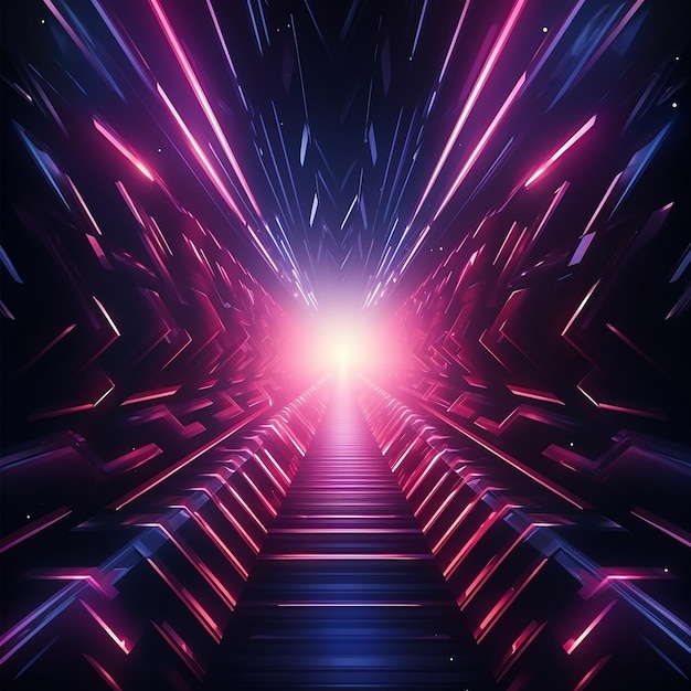 Neon style tunnel vortex abstract display background