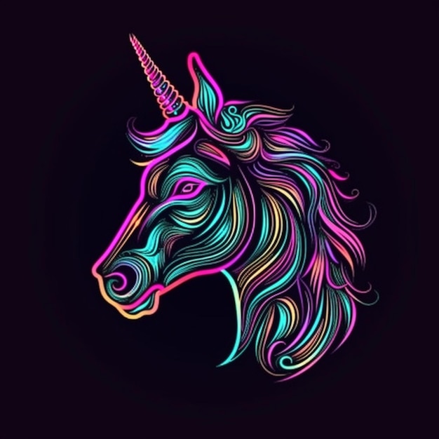 neon style unicorn head logo