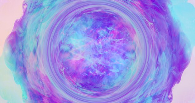 Neon swirl smoke frame circle spiritual vortex blur iridescent cyan blue pink purple color light ink