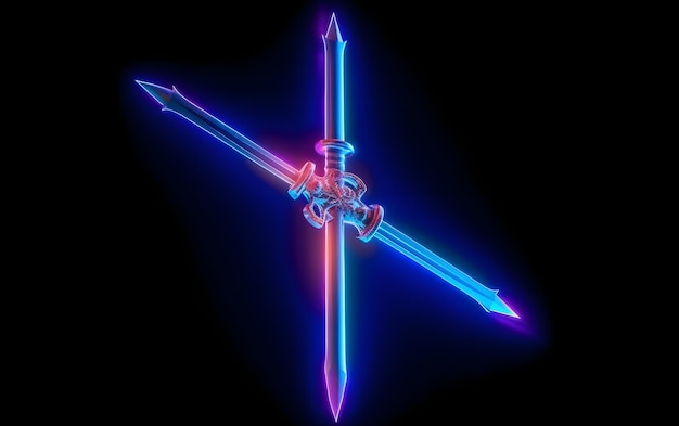 A neon sword with the word sword on it