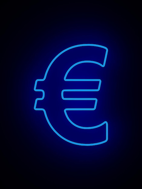 Neon symbool euro op donkere achtergrond 3d illustratie