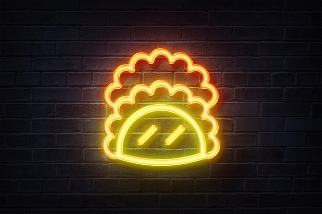 Neon Taco op een bakstenen muur