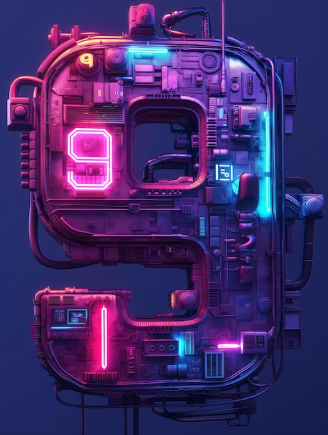 Neon tech number 9 concept art