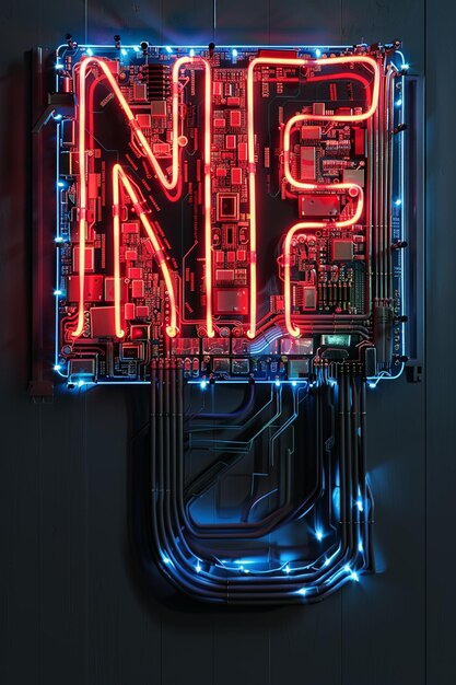 Foto neon teken met de letter n erop in een donkere kamer generatieve ai