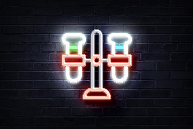 Neon Test Tube on a brick wall