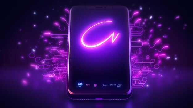 neon text on smartphone