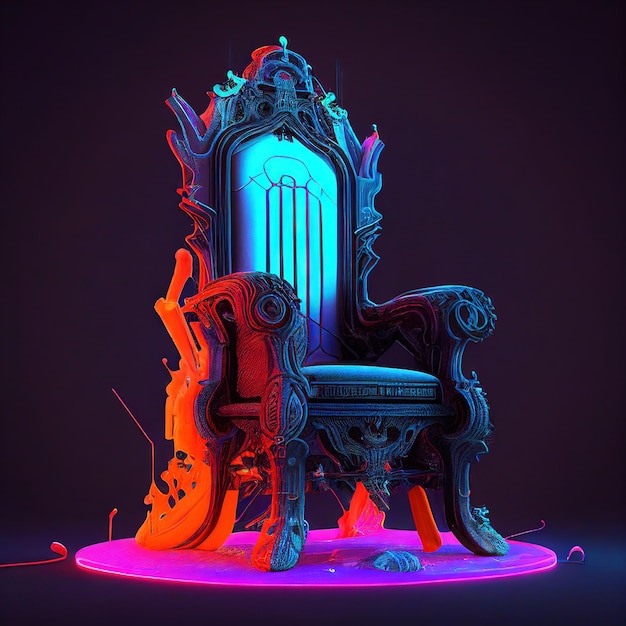 Neon throne Generative AI