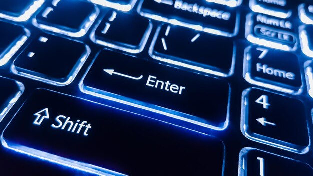 Neon toetsenbord met enter-knop