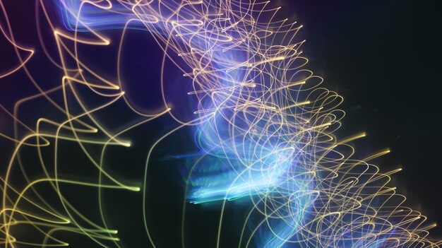 Фото Неоновые дорожки эффект наложения яркие световые полосы размытие в движении градиент динамический ночной дизайн