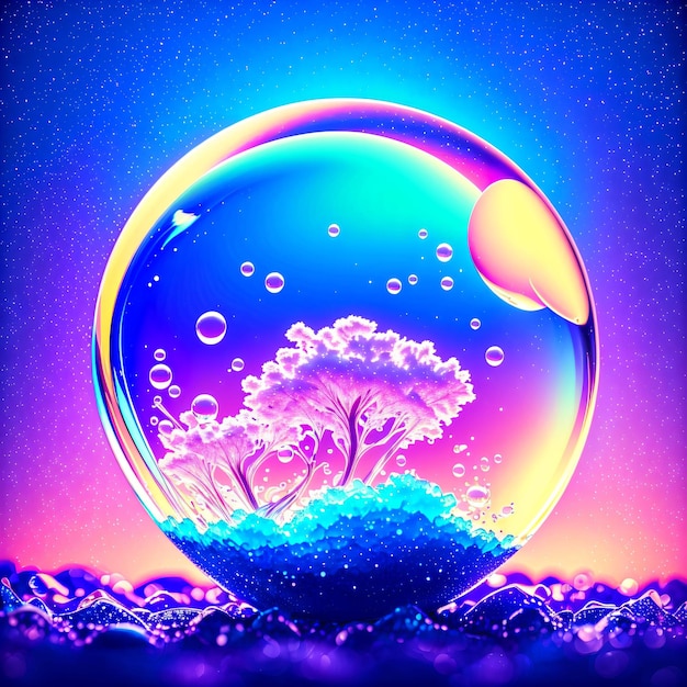 neon tree inside a bubble