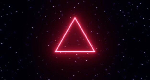 Photo a neon triangle against galaxy 3d render