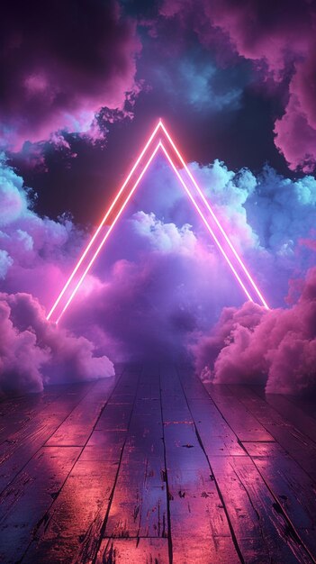 Photo neon triangle background