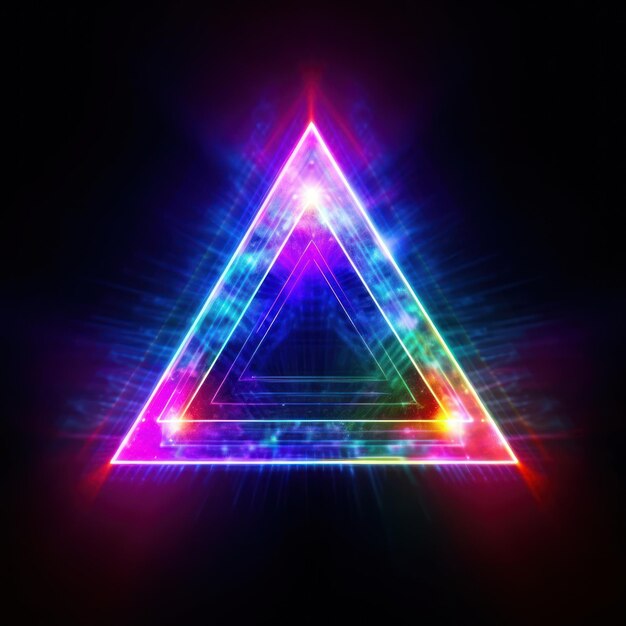 A neon triangle with the letter h on it