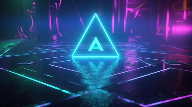 A neon triangle with the letter a on it