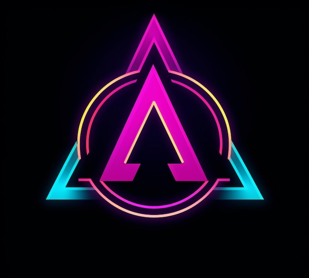 Photo a neon triangle with a neon triangle in the middle generative ai