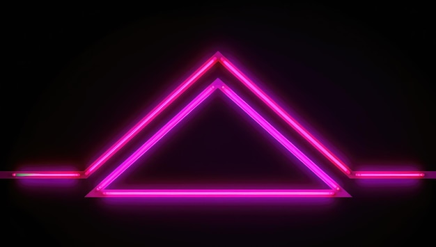 A neon triangle with purple lights on it