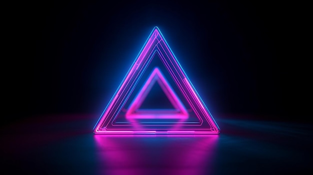 A neon triangle with the word light on it