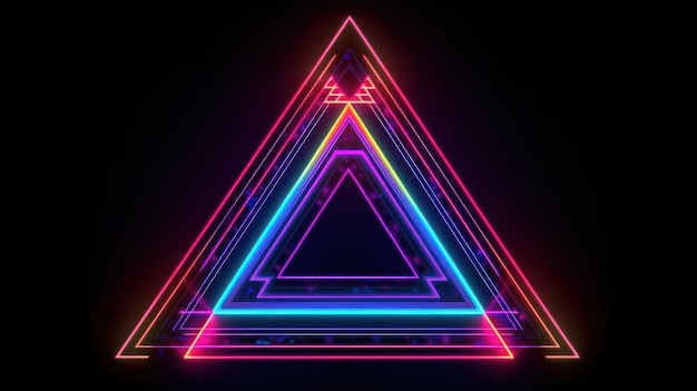 A neon triangle with the word neon on it