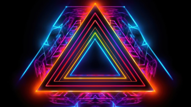 A neon triangle with the word neon on it