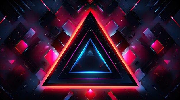 Neon triangles and circles in a futuristic graphic style top view