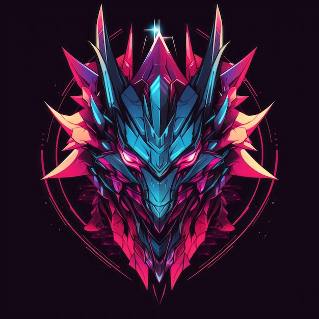 The Neon Triangular Dragon A Futuristic Cyberpunk Logo with Glowing Shard Shapes Vector Illustrati