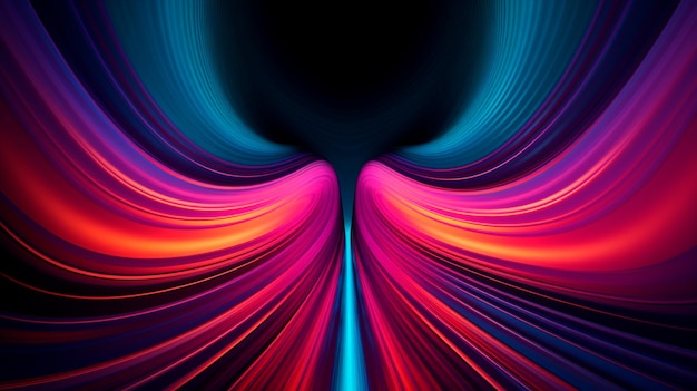 neon tunnel with neon lights generative AI