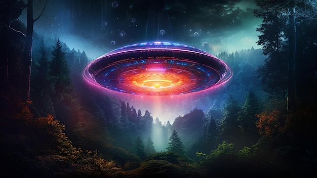 写真 魔法の森のネオンufo