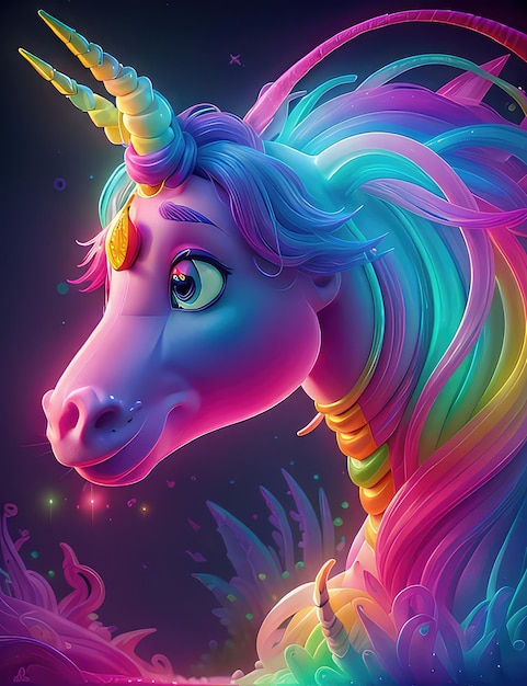 Photo the neon unicorn portrait