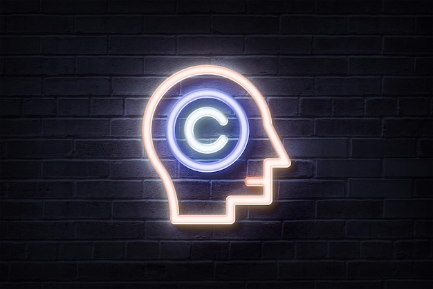 Neon user avatar mind Copywriting neon sign glowing logo glow