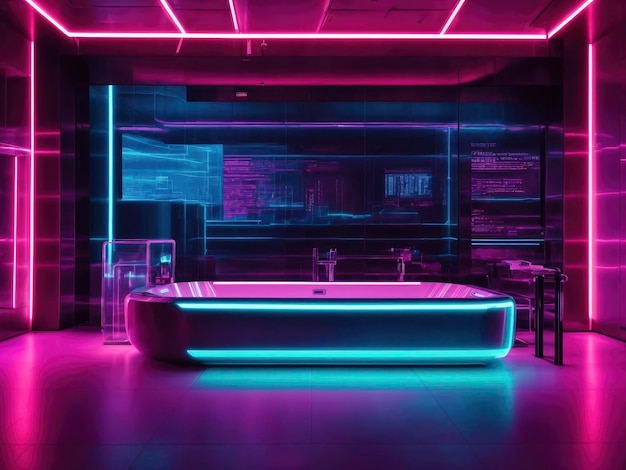 Neon verlichte hightech lege kamer