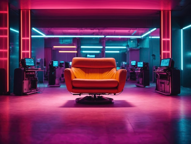 Neon verlichte hightech lege kamer