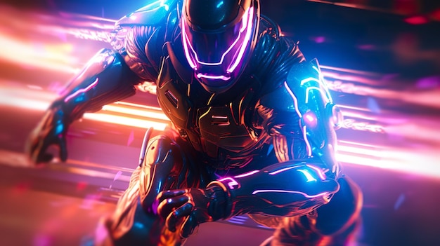 Foto neon video game personage ai gegenereerd